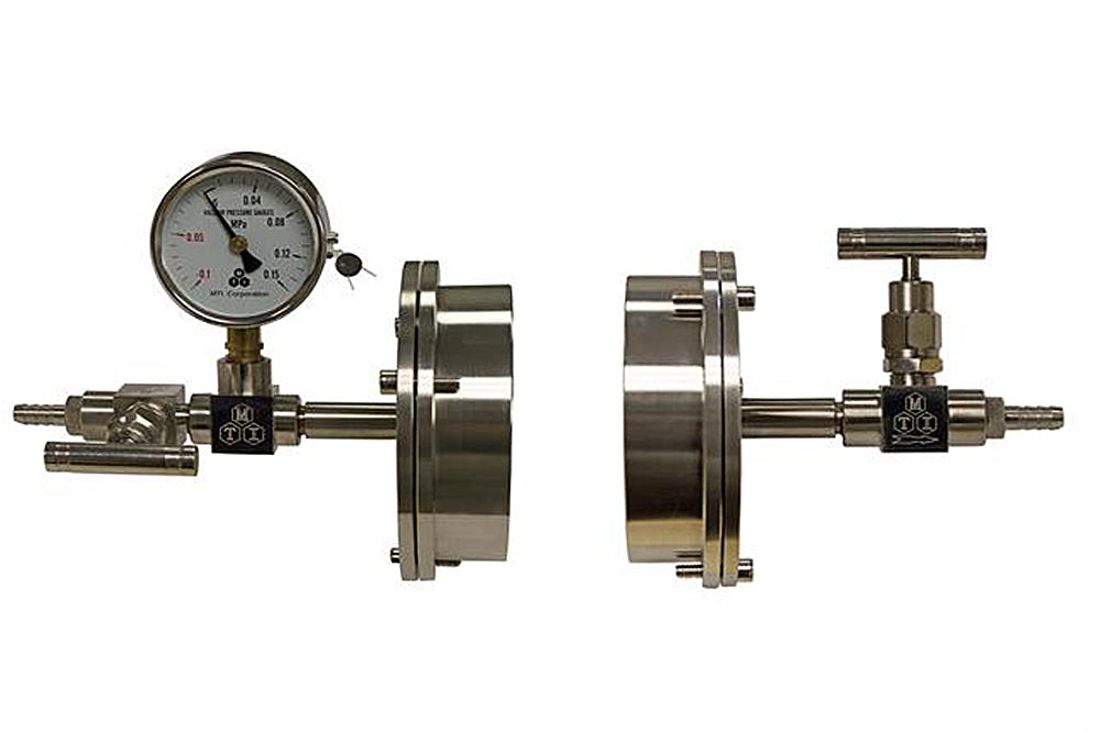 Vacuum Sealing Flange for 3" (76 mm) dia Tube Furnace with Valve / Vacuum Meter - FL76