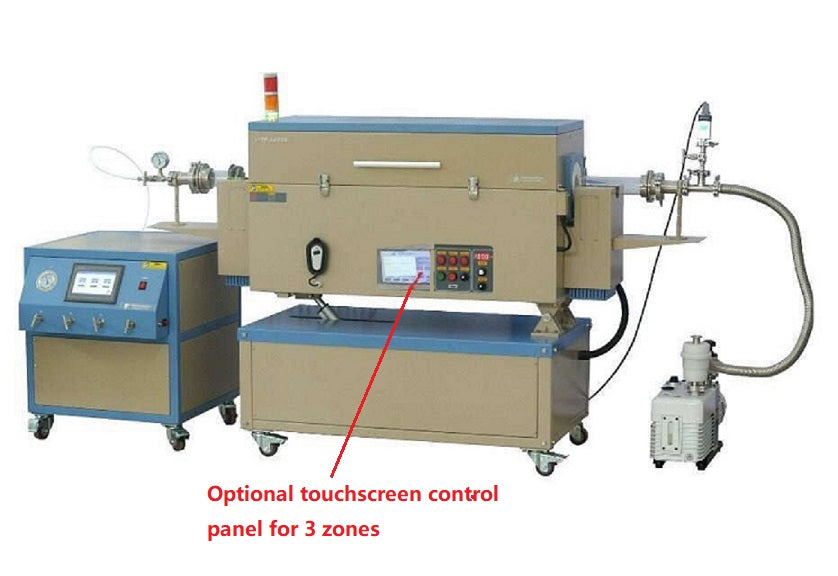 5" Rotary Tube Furnace w/ 3 Zones and Gas Delivery System at 1200C Max.- OTF-1200X-III-R5L-LVC4
