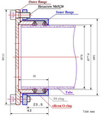 Left Side Vacuum Sealing Flange for 3" (76 mm) Tube w/ Valves & 1/4" Feed-through - FL-76FTL