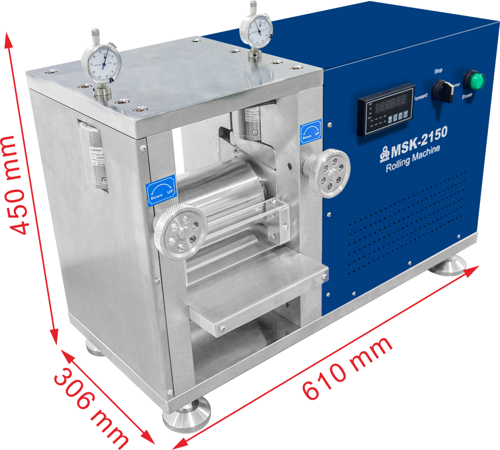 4T Max. and 6" Width Gap-Control Cold Rolling Press with Digital Pressure Display & R2R Option (Ar Glovebox Compatible) - MSK-2150-PD