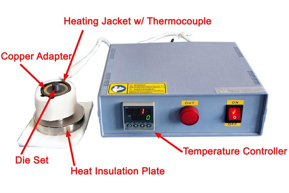 550 °C Max Hot Pellet Press with Si3N4 Die and 5T Digital Pressure & Temp. Control - YLJ-HP2