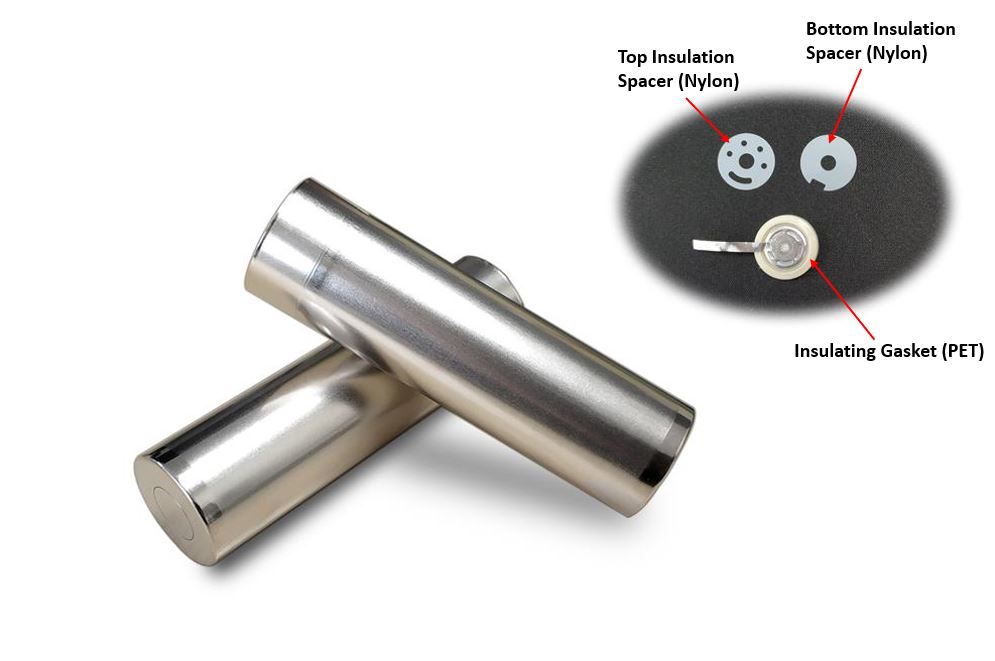 21700 Cylinder Cell Case with Anti-Explosive Cap and Electrode Tab - 100 Pcs/package - Lib-21700