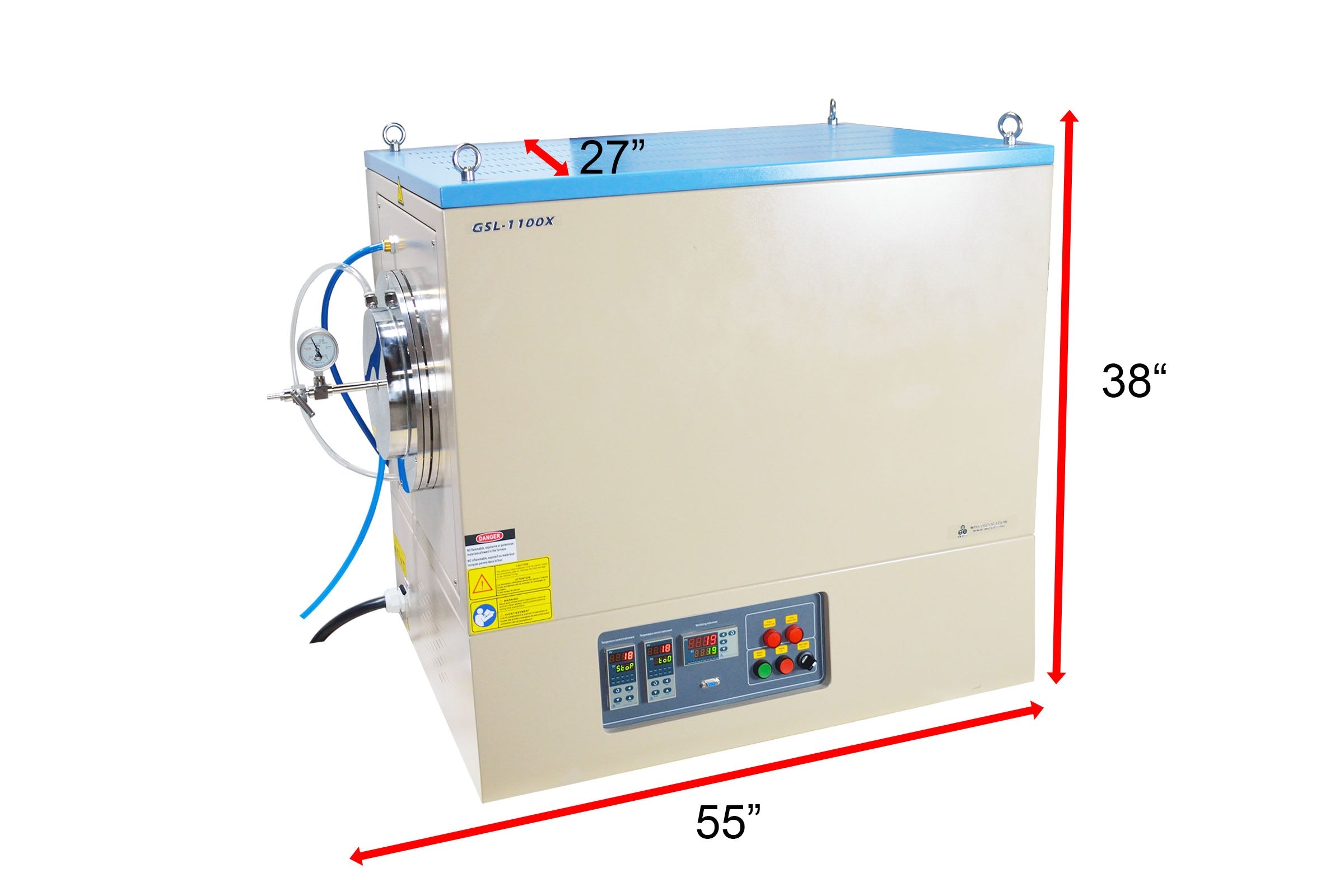 1200C Max Three-Zone Split Tube Furnace: 36"L Heating zones x 8"ID Tube - 1200C Max - OTF-1200X-III-8