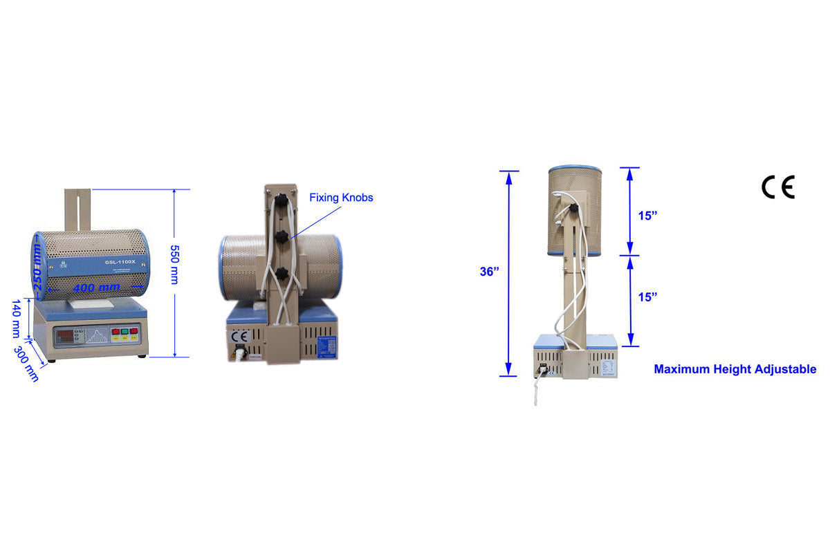 1100°C Vertical Furnace for DIY Tubular Reactor (2" Dia.) w/ Controller - GSL-1100X-NV