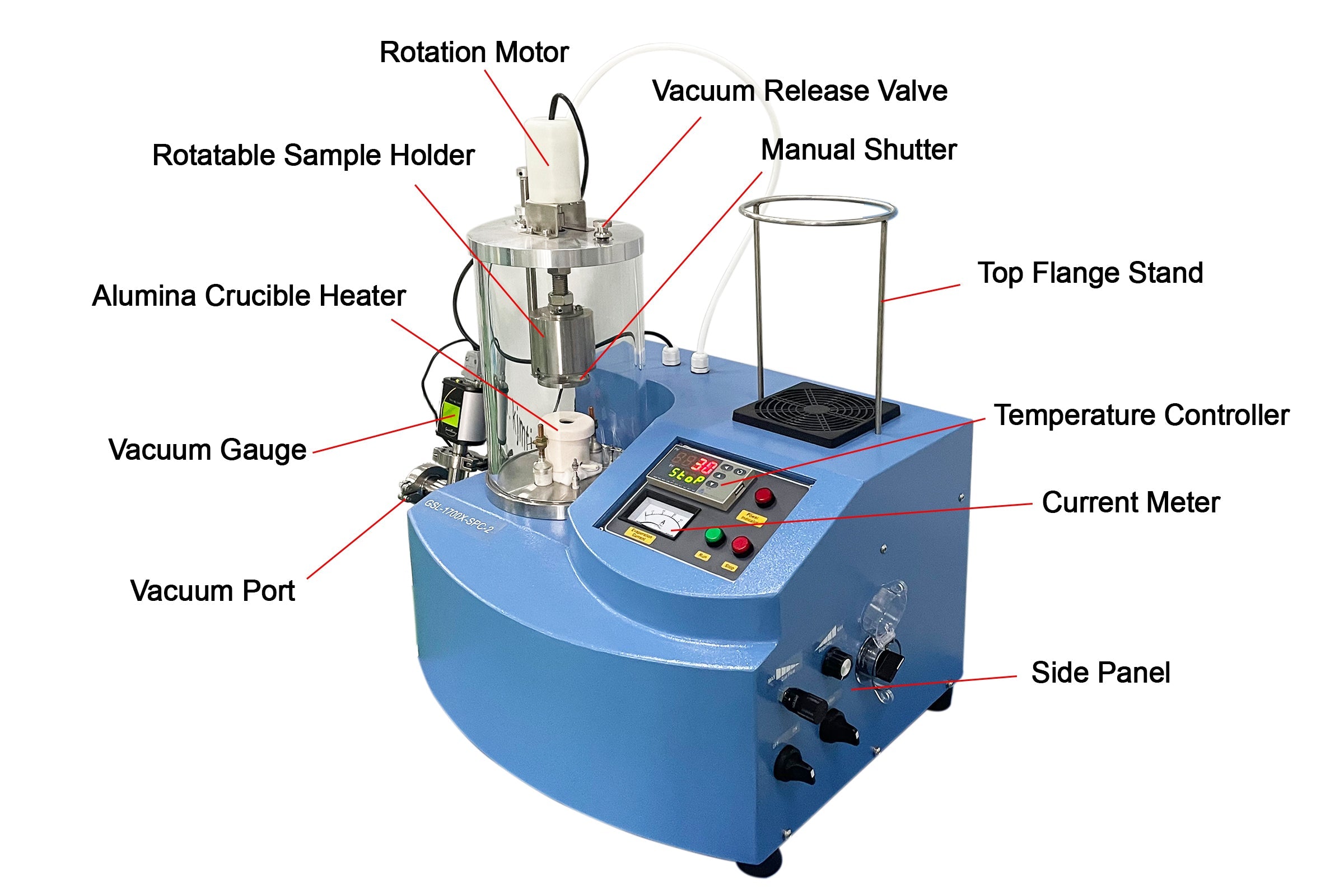 Compact Thermal Evaporating Coater with Precision Temperature Control - GSL-1700X-SPC2