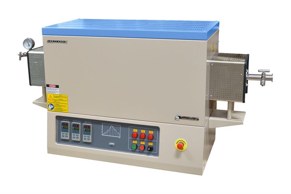 Three Zone Alumina Tube Furnace with Vacuum* Flanges (60, 80 or 100mm OD. 1700C Max.) - GSL-1700X-60-III