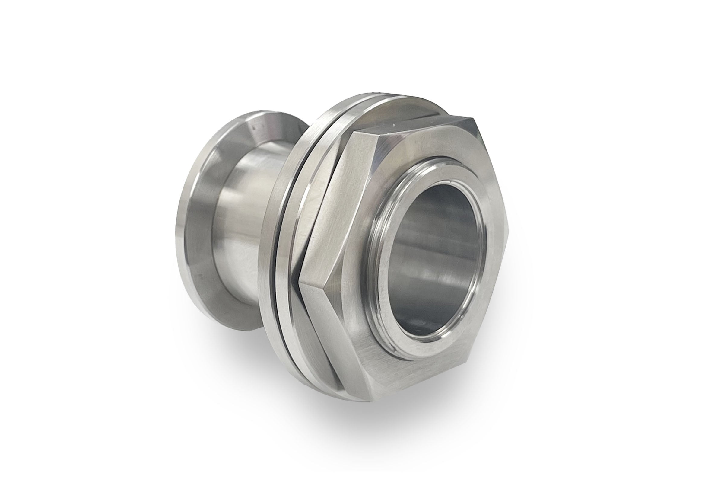 High Vacuum KF-25 Stainless Steel Feedthrough Adapter w/ 1" Hole Through - KF25FTA