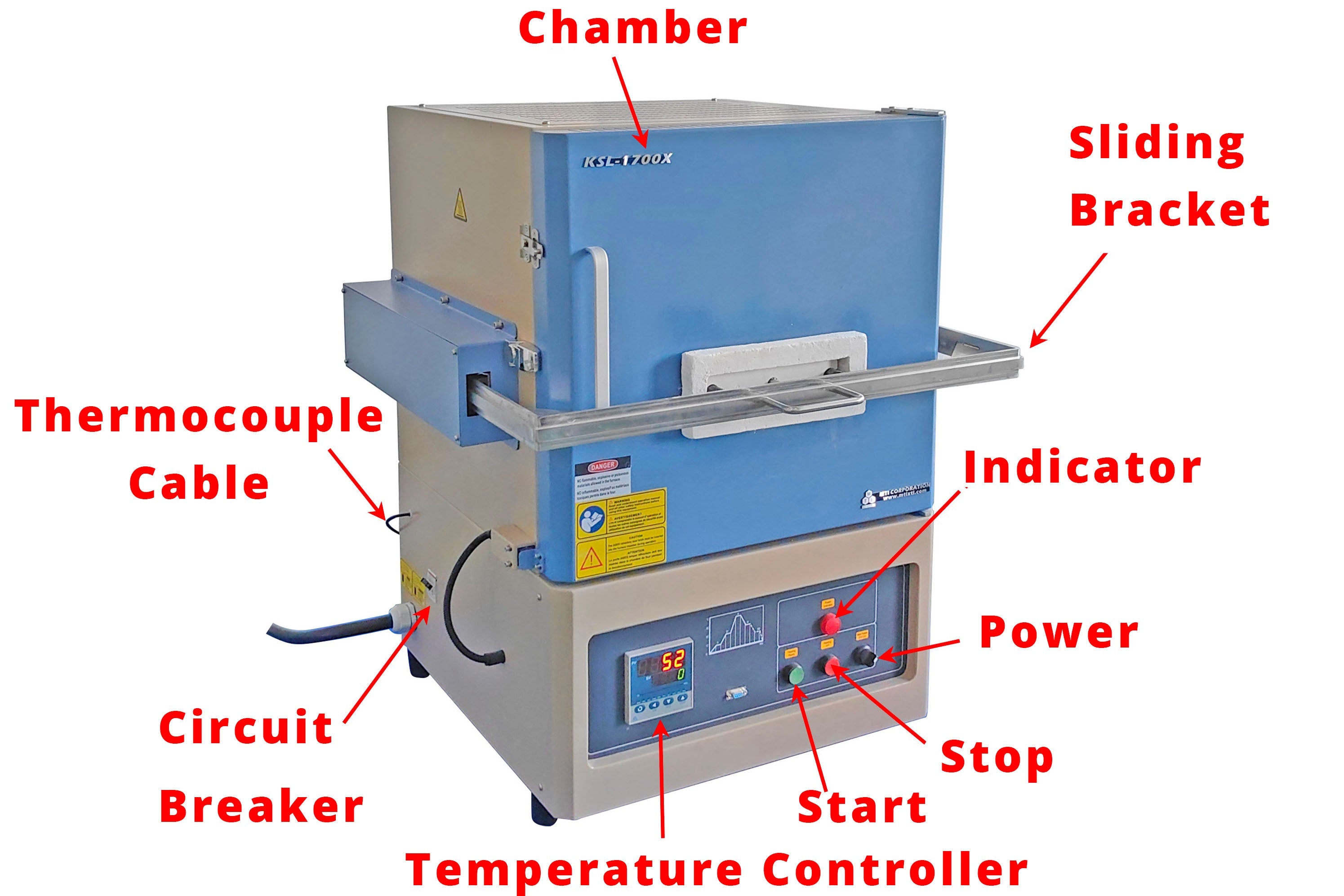 1700°C Box Furnace with a Sliding Platform for Fast Heating & Cooling - KSL-1700X-RTP