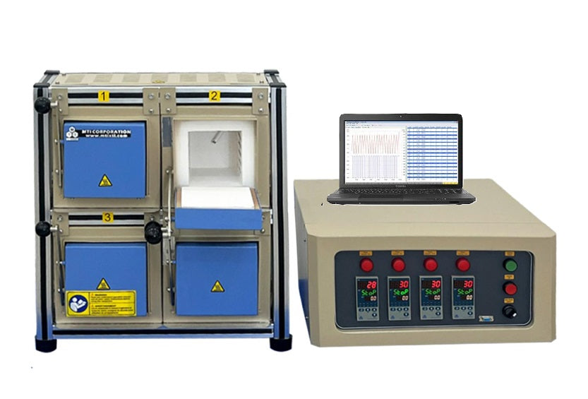 1100°C Four Chamber HTP Muffle Furnace  w/ Programmable Temp. Controller - KSL1100XS-MGI4
