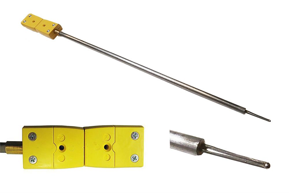 Thermocouple: K type 1/4"OD x 24" L with Alloy Sheath, Detective Probe and Male Plug for Calibration - EQ-TC-K-Cali-24S-DT-LD