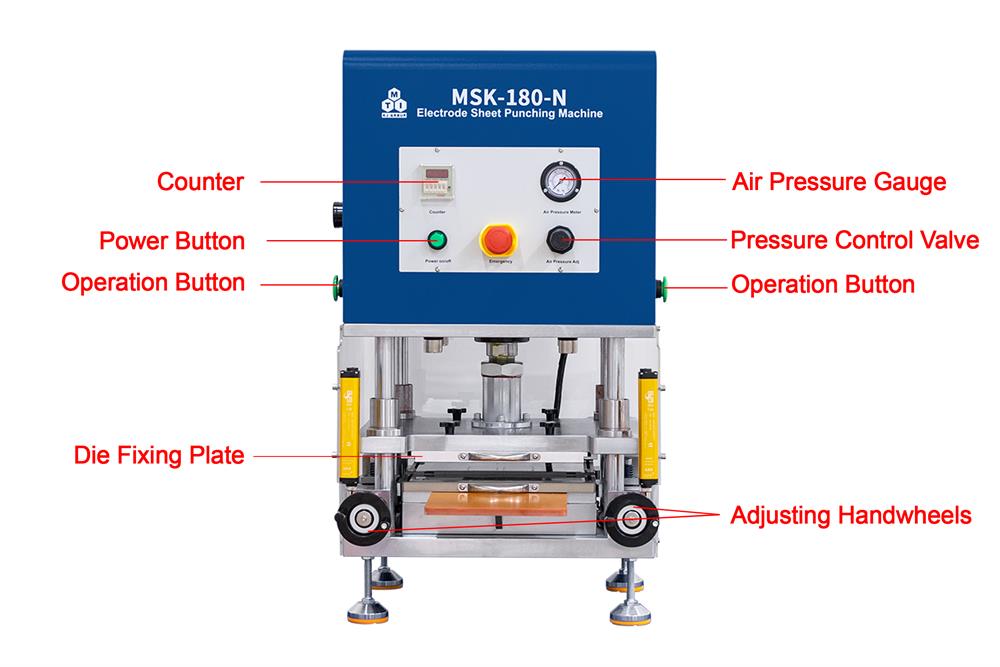 Semi-Automatic Die Cutter for Pouch Cell Electrodes (Max. 200 Lx200W, mm) - MSK-180-N