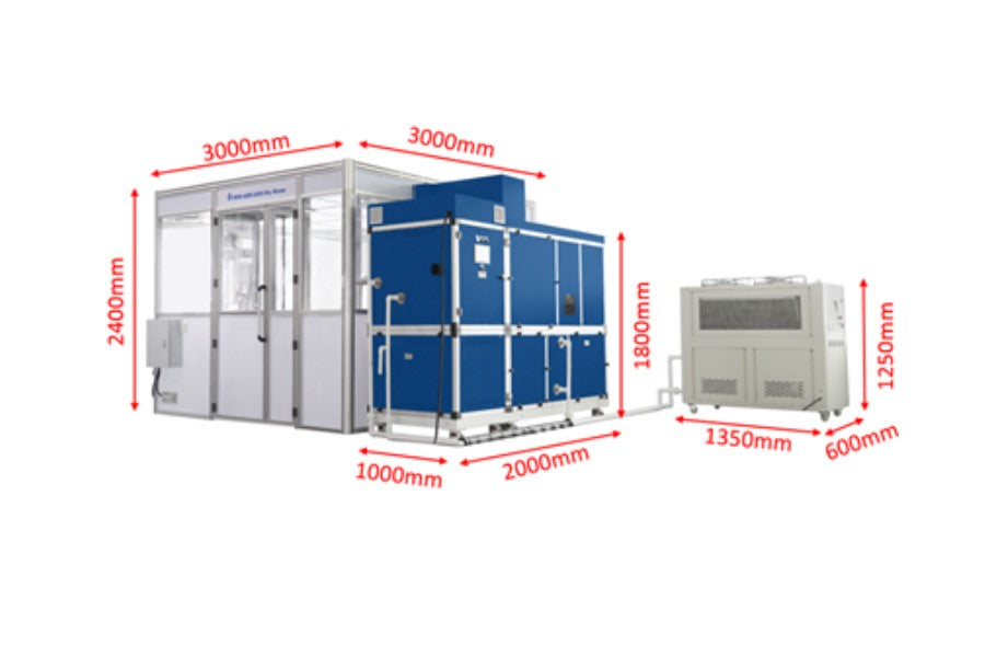Movable Small Dry Room (100 SF/ 200SF) With Self-Cleaning Tunnel & Water Chiller - MSK-ADR-EP40S-LD