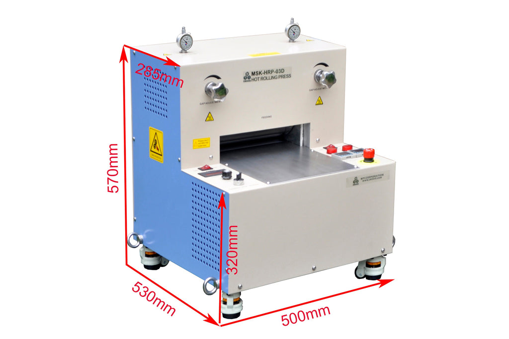 110°C Hot Rolling Press (8"D x10"W) w/ Dual Temp Controller (Ar Gas Compatible) - MSK-HRP-03D