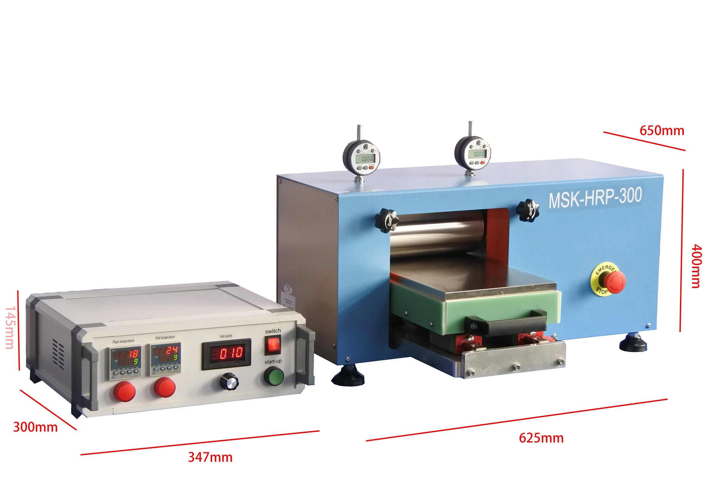200°C Max Electric Roll to Plate Hot Press (220 mm Width, Ar Gas Compatible) - MSK-HRP-300