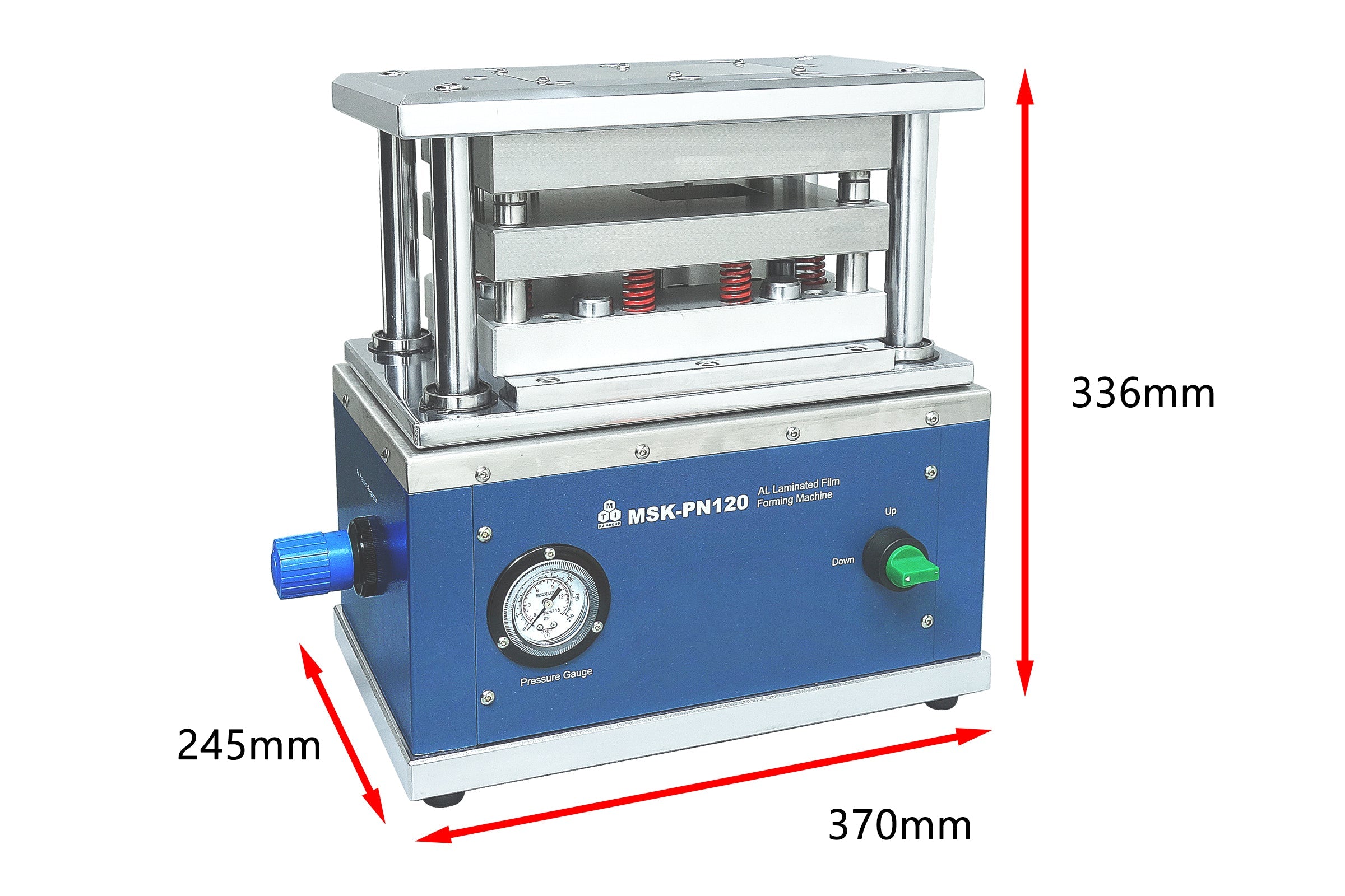 Compact Pouch Cell Case Forming Machine for Aluminum-Laminated Films w/ Optional Die - MSK-PN120
