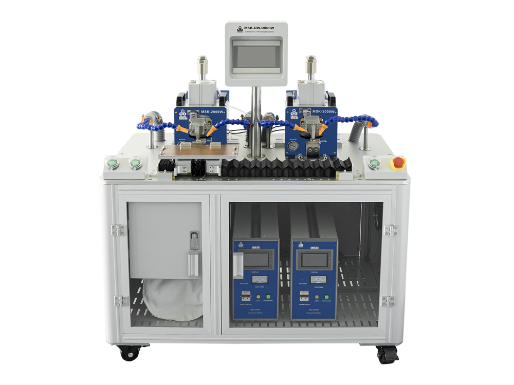 Dual-Station 2000W Ultrasonic Metal Welder (Max. 25 layers) with Fixture on Sliding Rail, 20KHz - MSK-UW-D2000W
