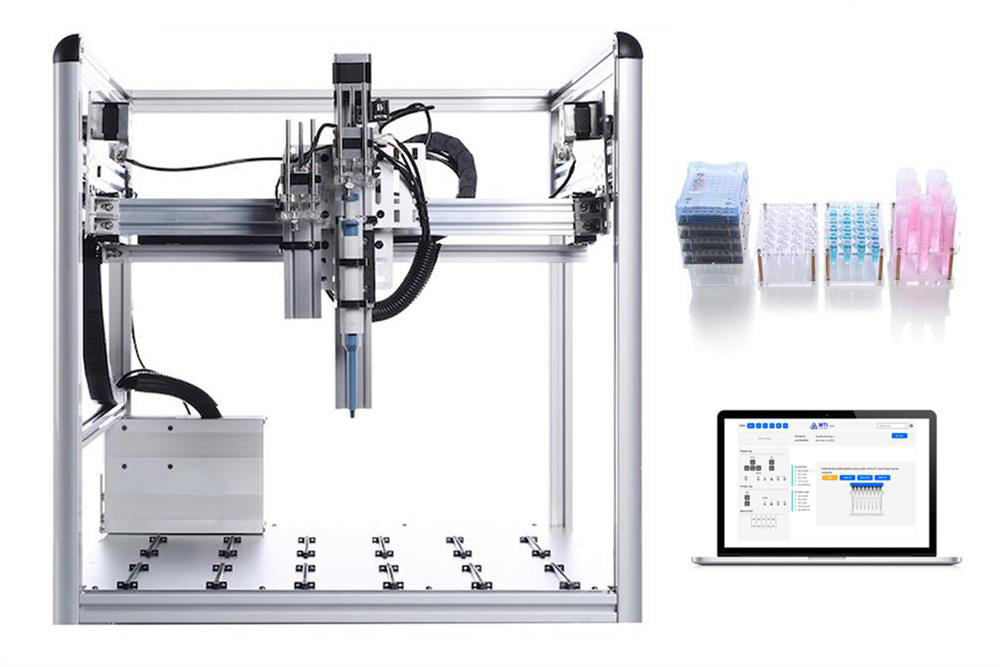 High-Throughput Liquid Distributing Robot with 1mL Pipette, Microplates, Tube & Tip Refilling Racks, Laptop & Software - MSK-18PE