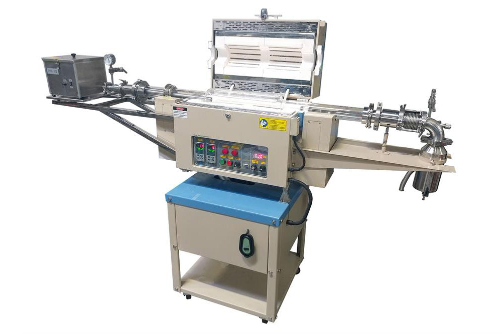 1200C Two Zone 4" Rotary CVD Furnace with Automatic Feeding & Receiving System - OTF1200XIIR4-AF