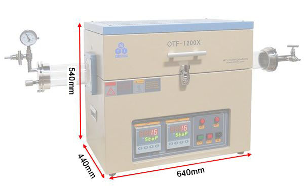 1200C Dual Zone Split Tube Furnace w/ Quartz Tube (60, 80, 100mm) & Flanges - OTF1200XII