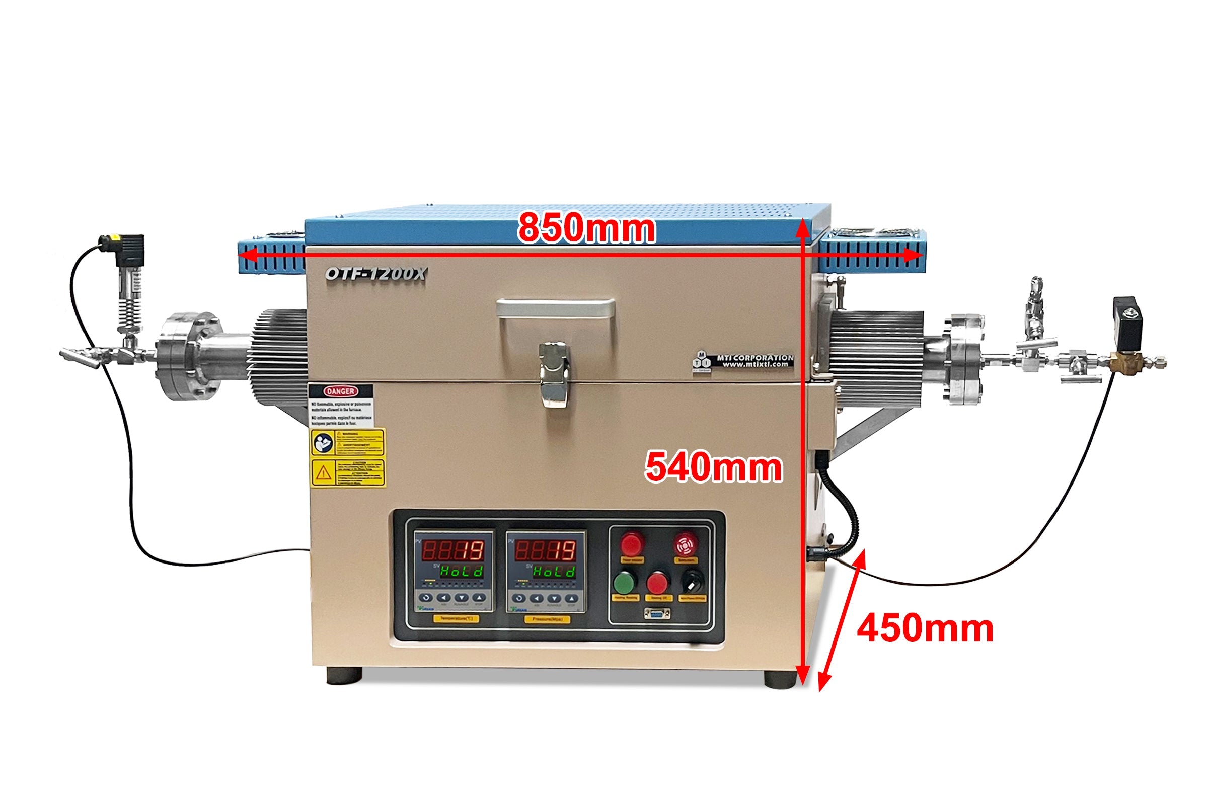High Pressure Tube Furnace with 60 or 80 mm Alloy Tube (900C or 1100C max Heat Temp.) - OTF-1200X-HPV