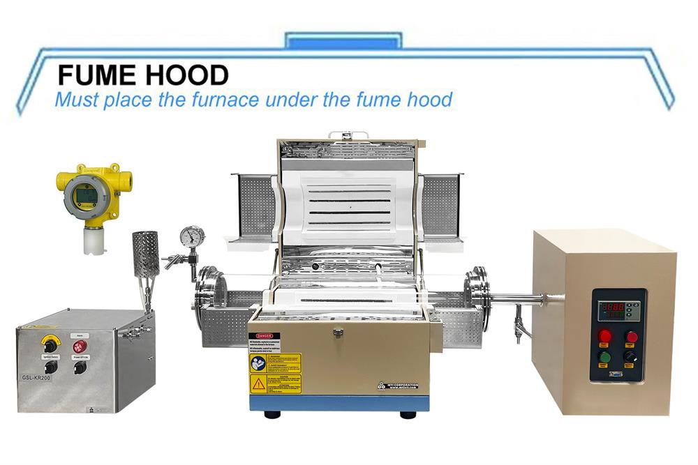 1100C Hydrogen Gas Tube Furnace with 5" Quartz Tube with H2 Detecting System - OTF-1200X-S5-H2