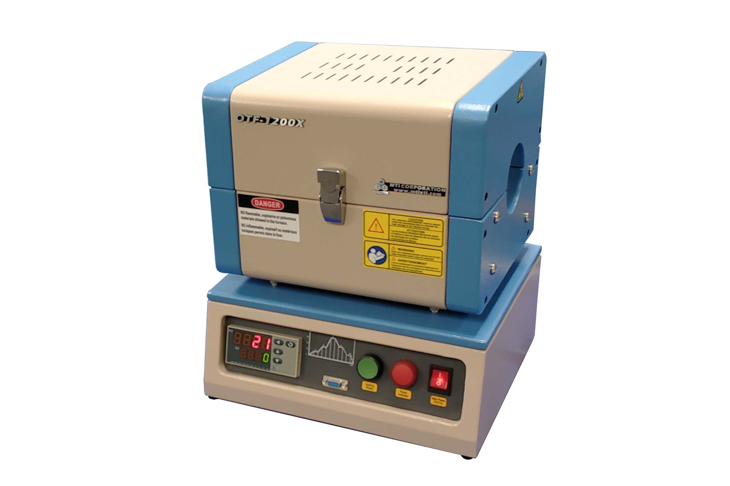 1-2" 1250C Compact Split Tube Furnace with 8" Heating Zone & Programmable Controller - OTF-1200X-S-NT-LD