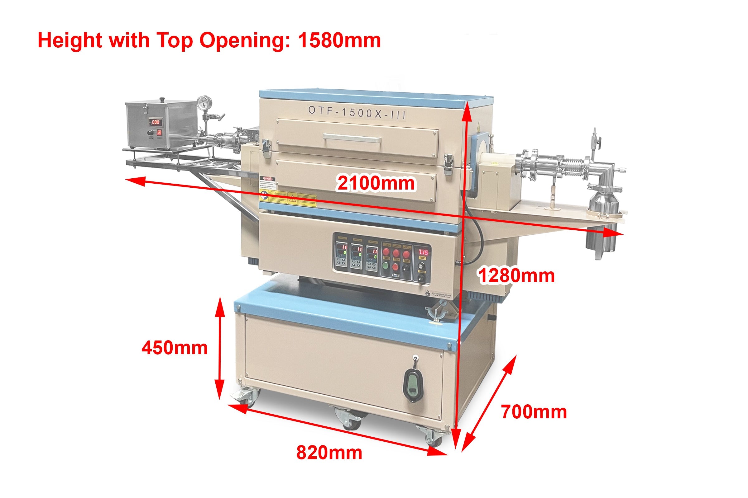 1500C 3-Zone Rotary 60mm Furnace with Automatic Feeding & Receiving System - OTF-1500X-III-R60-AF