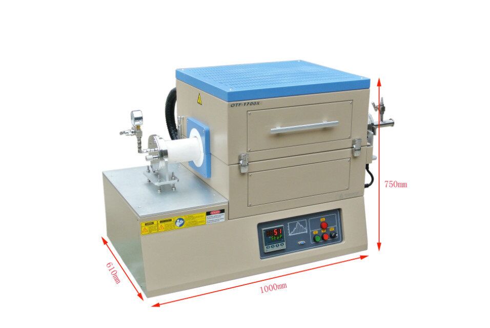 1700C Split Tube Furnace with Flanges & Valves, and 60mm Tube - OTF-1700X-UL