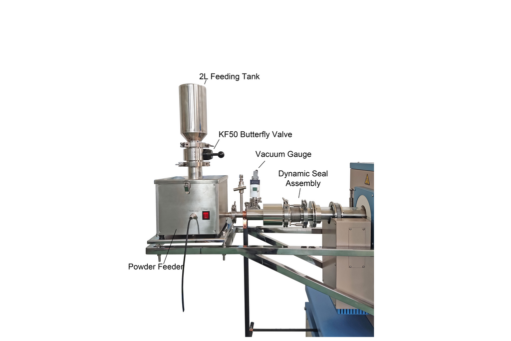 5" Rotary Tube Furnace w/ Feeding & Receiving for Powder PE-CVD & Cleaning - OTF-1200X-III-R5-PECVD