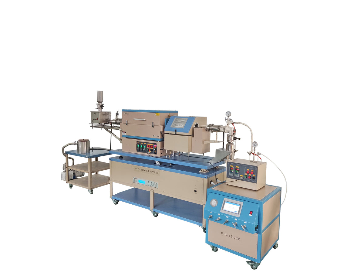5" Rotary Tube Furnace w/ Feeding & Receiving for Powder PE-CVD & Cleaning - OTF-1200X-III-R5-PECVD