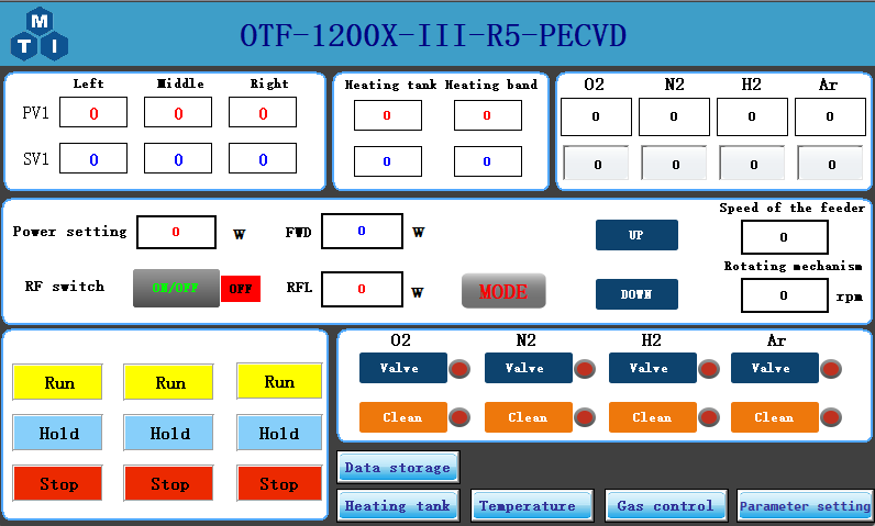 5" Rotary Tube Furnace w/ Feeding & Receiving for Powder PE-CVD & Cleaning - OTF-1200X-III-R5-PECVD