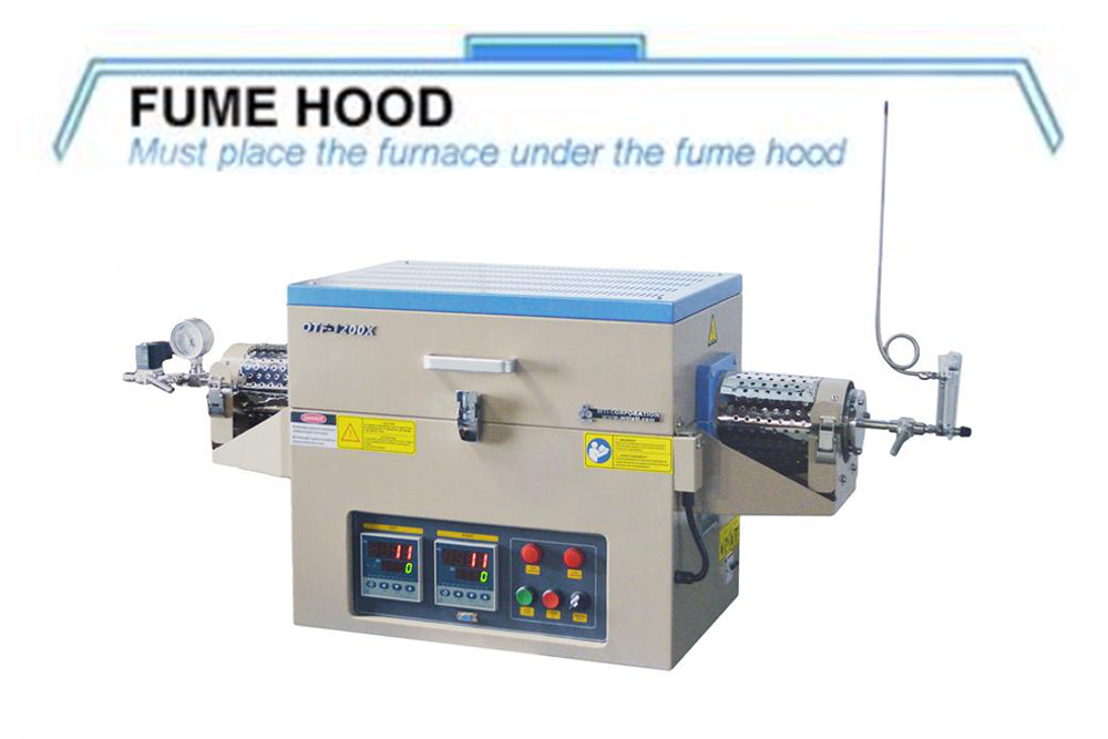 1100C Hydrogen Gas Tube Furnace with 60mm/80mm Quartz Tube with H2 Detector System - OTF1200XIIH2