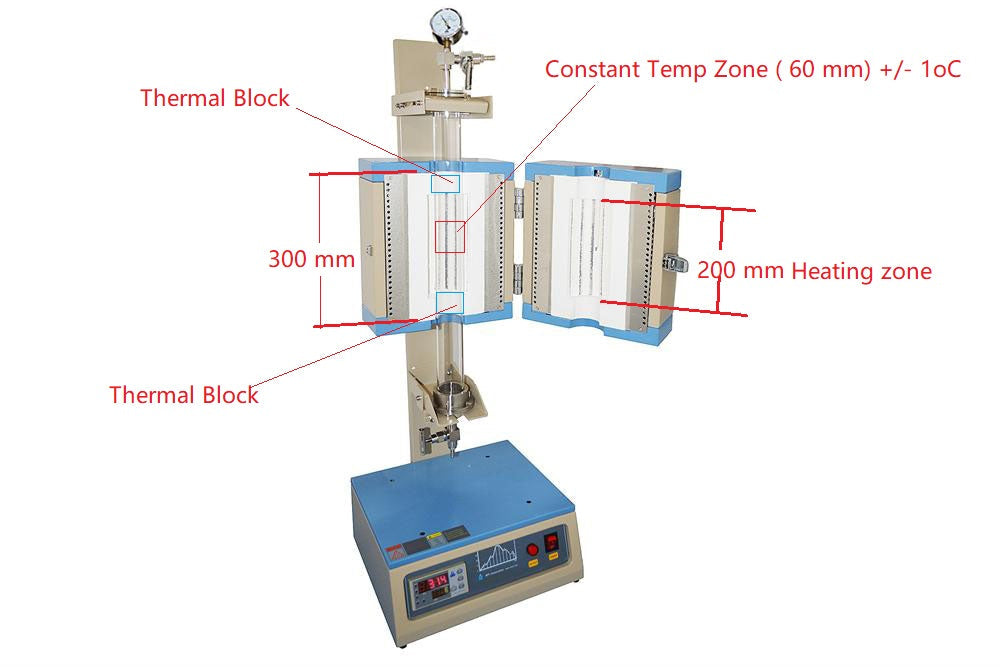Compact Vertical Split 1" or 2" Quartz Tube Furnace with SS Vacuum Flanges - OTF1200XSVT