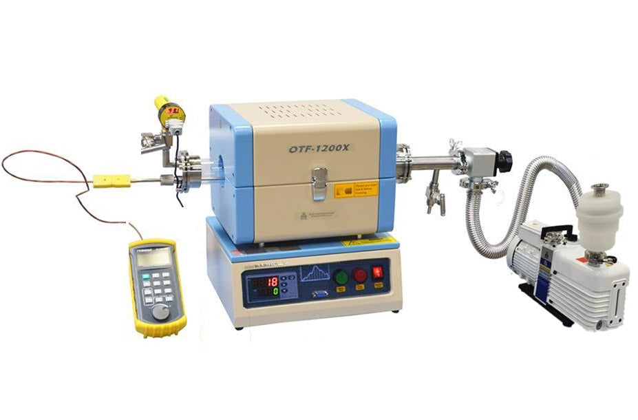 Compact Split Tube Furnace w/ Insert-able Temp Calibrator and Vacuum System - OTF1200XSLVT