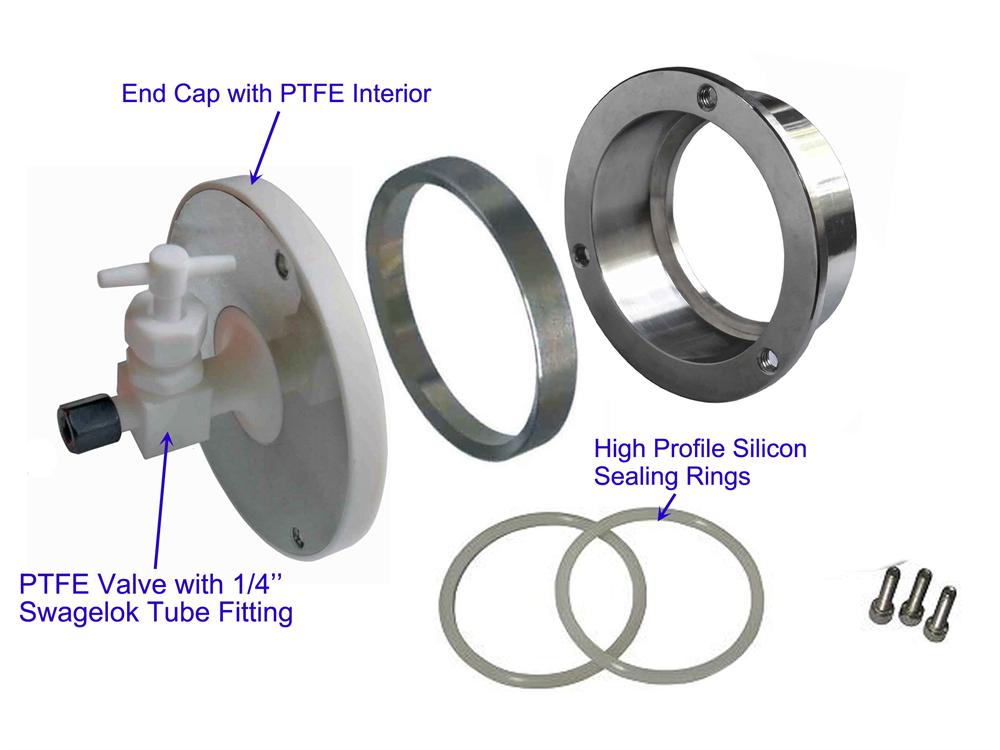 60 mm PTFE Sealing Flange with Valves & Fittings for Corrosive Environment. Tube - FL60-PTFE