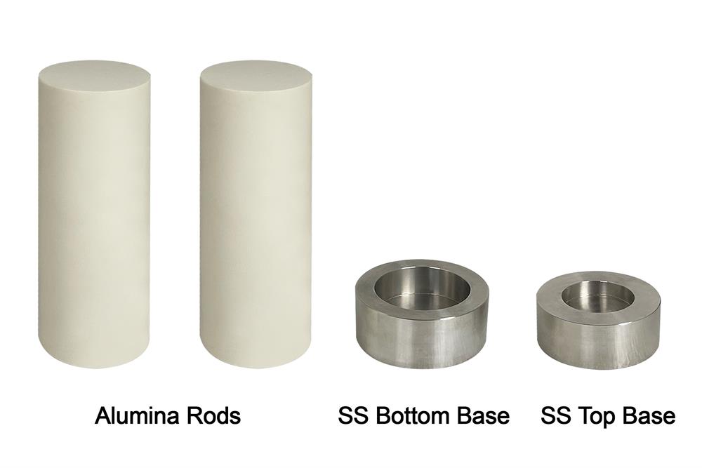 A Pair of Alumina Pushing/Supporting Rods with Top and Bottom Bases for YLJ-HP7 - Rod-AL
