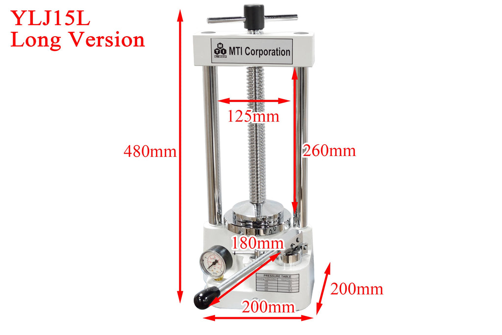 15T Hydraulic Press with 0.5" Heatable Die (250C Max) for Cold Sintering Process (CSP) - YLJ-CSP-15