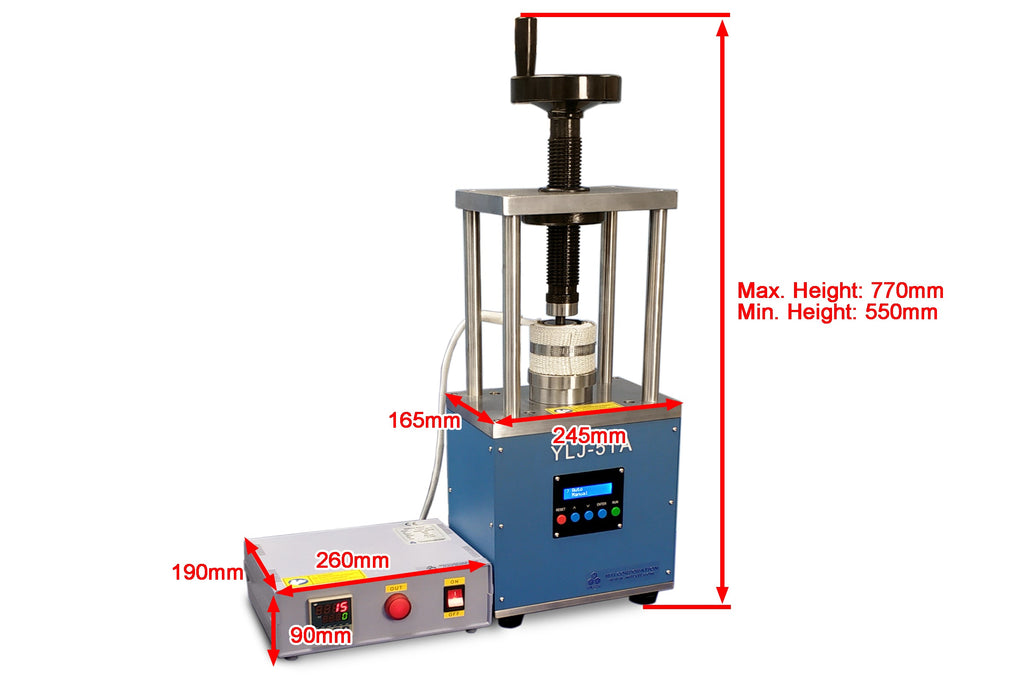 550 °C Max Hot Pellet Press with Si3N4 Die and 5T Digital Pressure & Temp. Control - YLJ-HP2