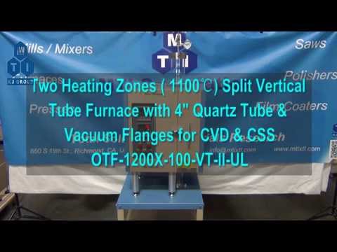 Three Zones 1200C Vertical Tube Furnace with 2" Quartz Tube & Vacuum Flanges - OTF-1200X-VT-III-50