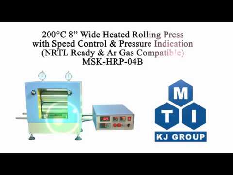 8" Width 200C Hot Rolling Press w/ Digital Pressure Display (Ar Gas Compatible)- MSK-HRP-04B