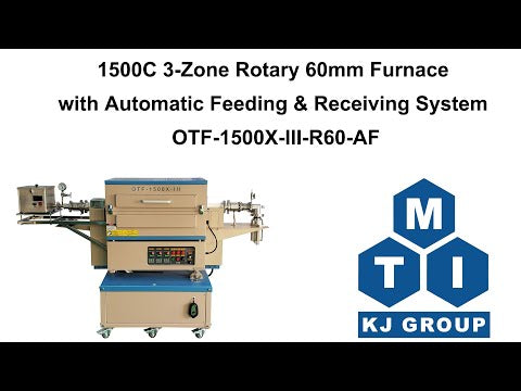 1500C 3-Zone Rotary 60mm Furnace with Automatic Feeding & Receiving System - OTF-1500X-III-R60-AF