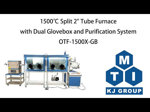1500C Split 2" Tube Furnace with Dual Glovebox and Purification System - OTF-1500X-GB