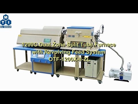 1200C Dual Zone Split Tube Furnace w/ Sample Feeding System upto 4 Crucibles For HPCVD - OTF-1200X-II-ZL