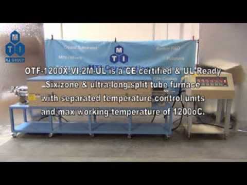 Six-Zone Split Tube Furnace (Optional 2-4" Quartz Tube x 2 Meter L, 1200C Max.) - OTF1200XVI