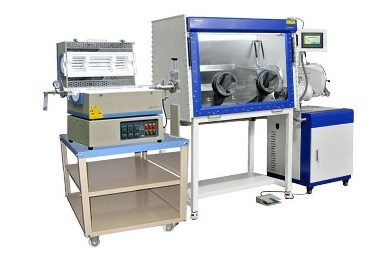 1200°C Three Zones Tube Furnaces Connected to Glove-box with Purification System - OTF-1200X-III-GB