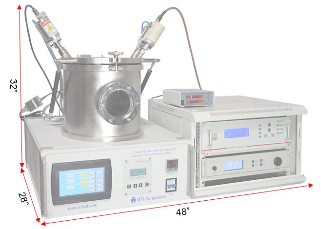 Dual-Head 2 Magnetron Plasma Sputtering Coater in Glovebox - VTC-600-2HD-GB-LD